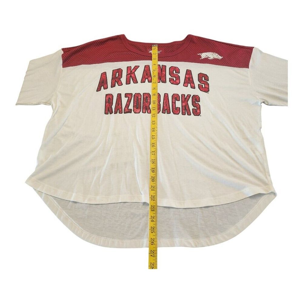 NWT G-iii 4her Jersey Arkansas Razorbacks Cream Red T-Shirt‎ Size Medium Shimmer - Picture 4 of 13